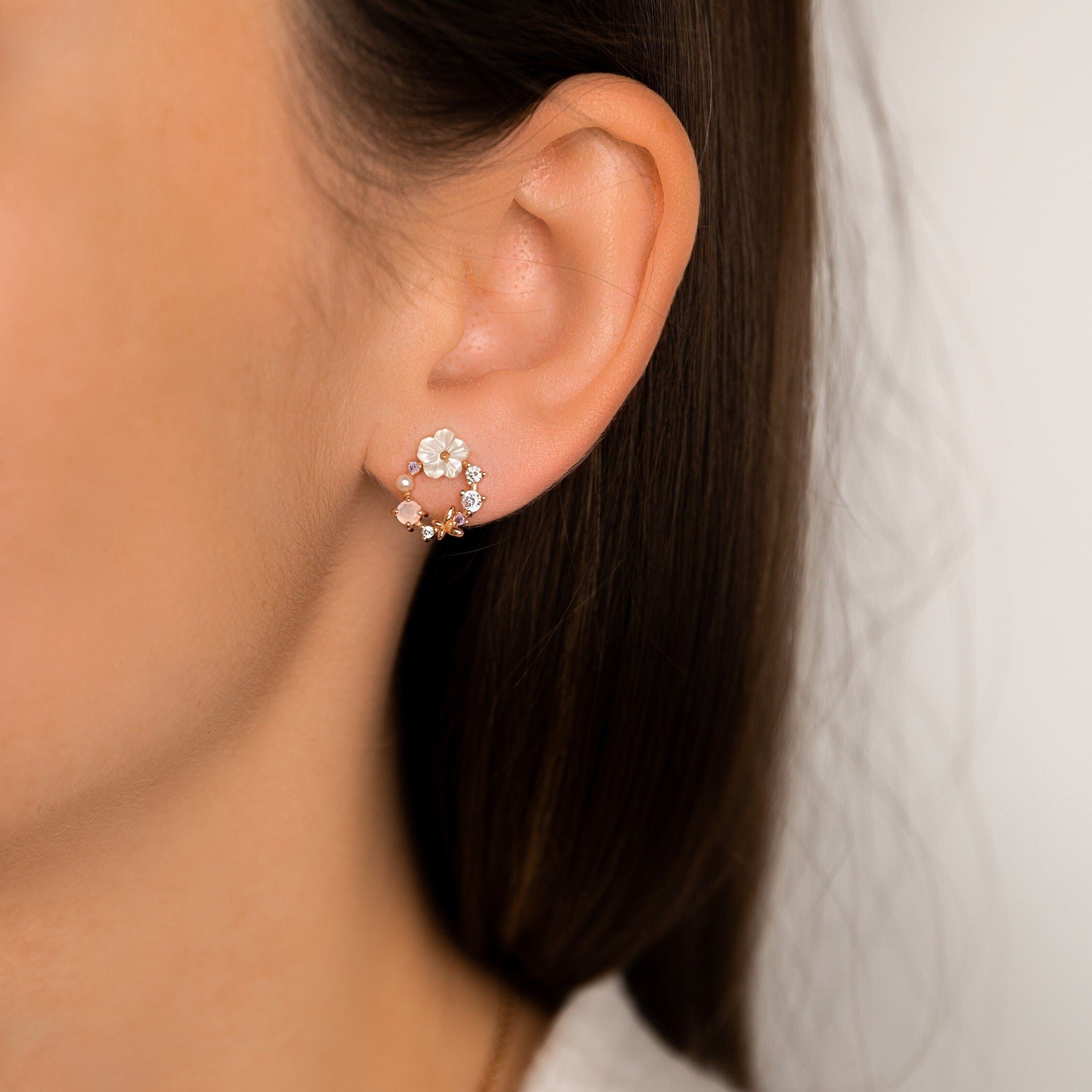 Disney Belle Inspired Rose Diamond Earring 14K Rose Gold | Enchanted Disney  Fine Jewelry
